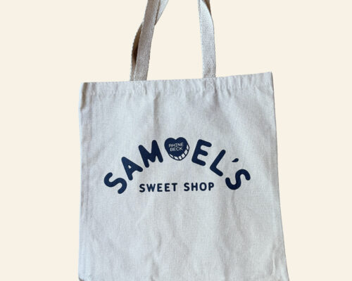 Natural/Navy Tote Bag