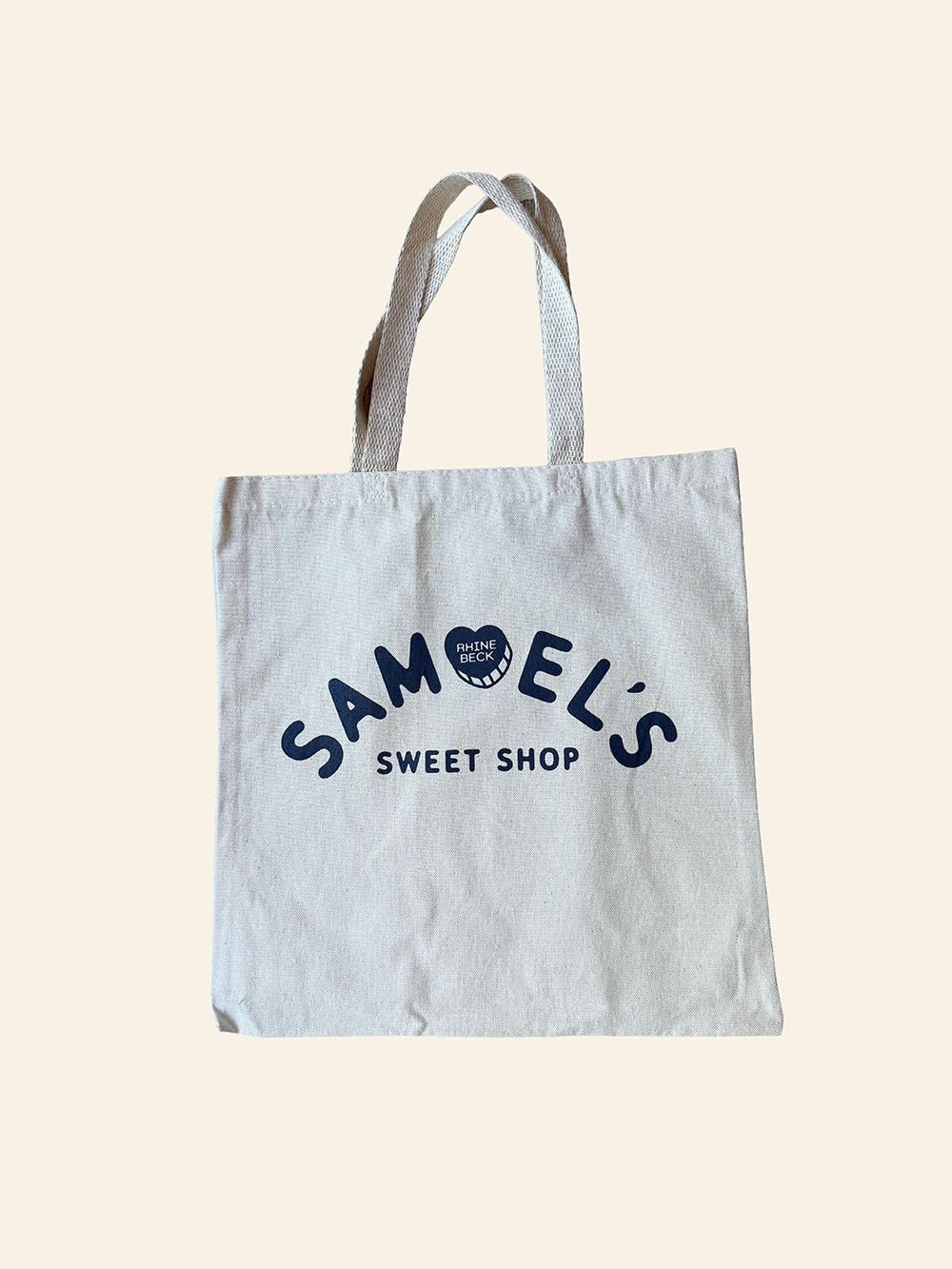 Natural/Navy Tote Bag